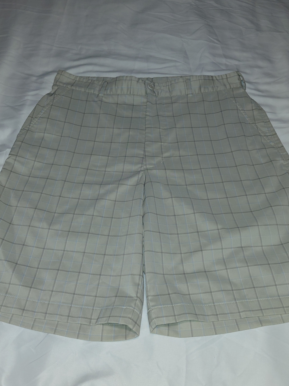 Pebble Beach Light Gray Plaid Men’s Shorts